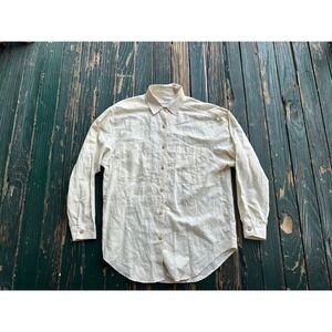 Giorgio Sant'Angelo Linen Cotton Cream Button Up Shirt Womens Medium Long Sleeve